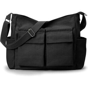 Canvas Tote Bag Large Crossbody Messenger Bag Shoulder Bag College Work Daily